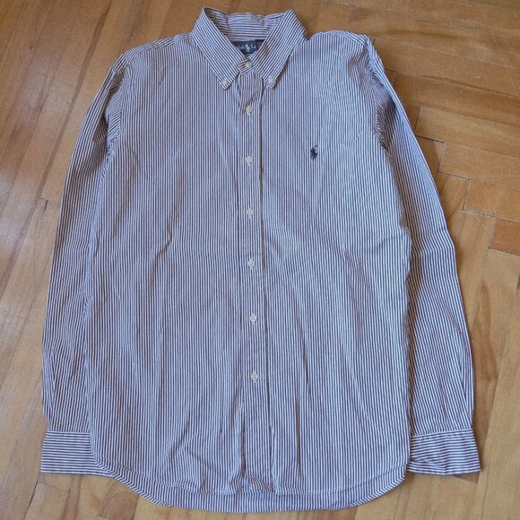 Polo by Ralph Lauren Men's Brown and White Long Sleeve Striped Shirt - Picture 3 of 7